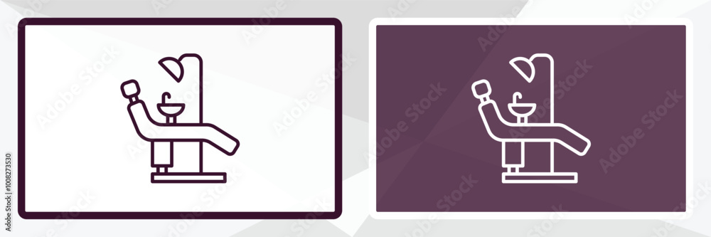 dental chair outline icon. Linear vector from dentist concept. Thin line white and black dental chair icon isolated on white and dark background dental chair outline icon. Linear vector from dentist concept. Thin line white and black dental chair icon isolated on white and dark background