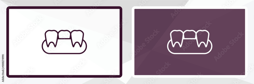 partial denture outline icon. Linear vector from dentist concept. Thin line white and black partial denture icon isolated on white and dark background