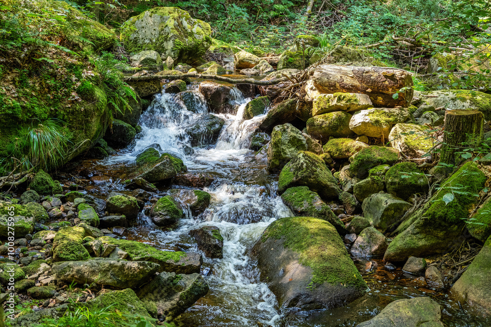 A view of the waterfalls of the river Ilse in the Harz Mountains in Germany A view of the waterfalls of the river Ilse in the Harz Mountains in Germany