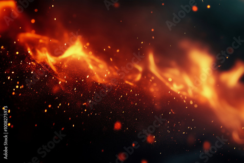  fiery, glowing space with a lot of fire and smoke. The fire is so bright that it almost looks like it's on fire