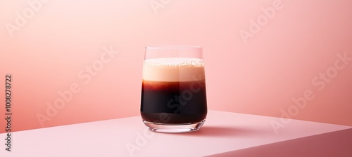 Dark, glossy coffee fills a clear glass photo