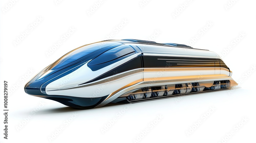 Futuristic High-Speed Train Design with Sleek, Metallic Body Futuristic High-Speed Train Design with Sleek, Metallic Body