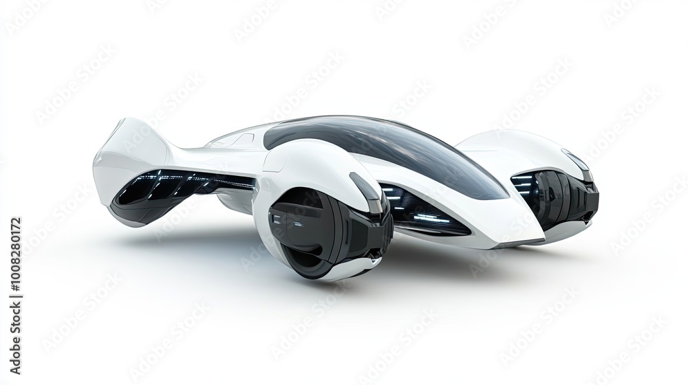 Futuristic White Sports Car with Sleek Design and Black Wheels Futuristic White Sports Car with Sleek Design and Black Wheels