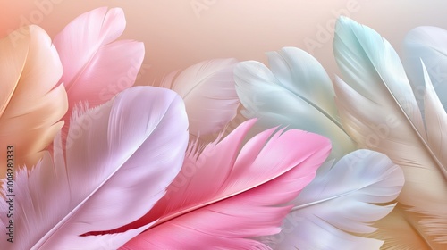 A close-up of a white and pink wallpaper with white, grey, and pink feather pattern.