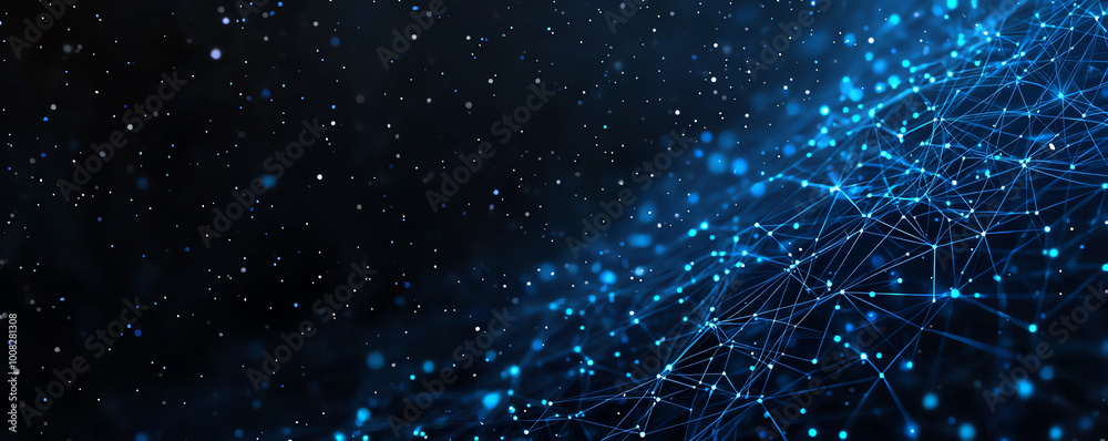Abstract blue network connections on dark background Abstract blue network connections on dark background