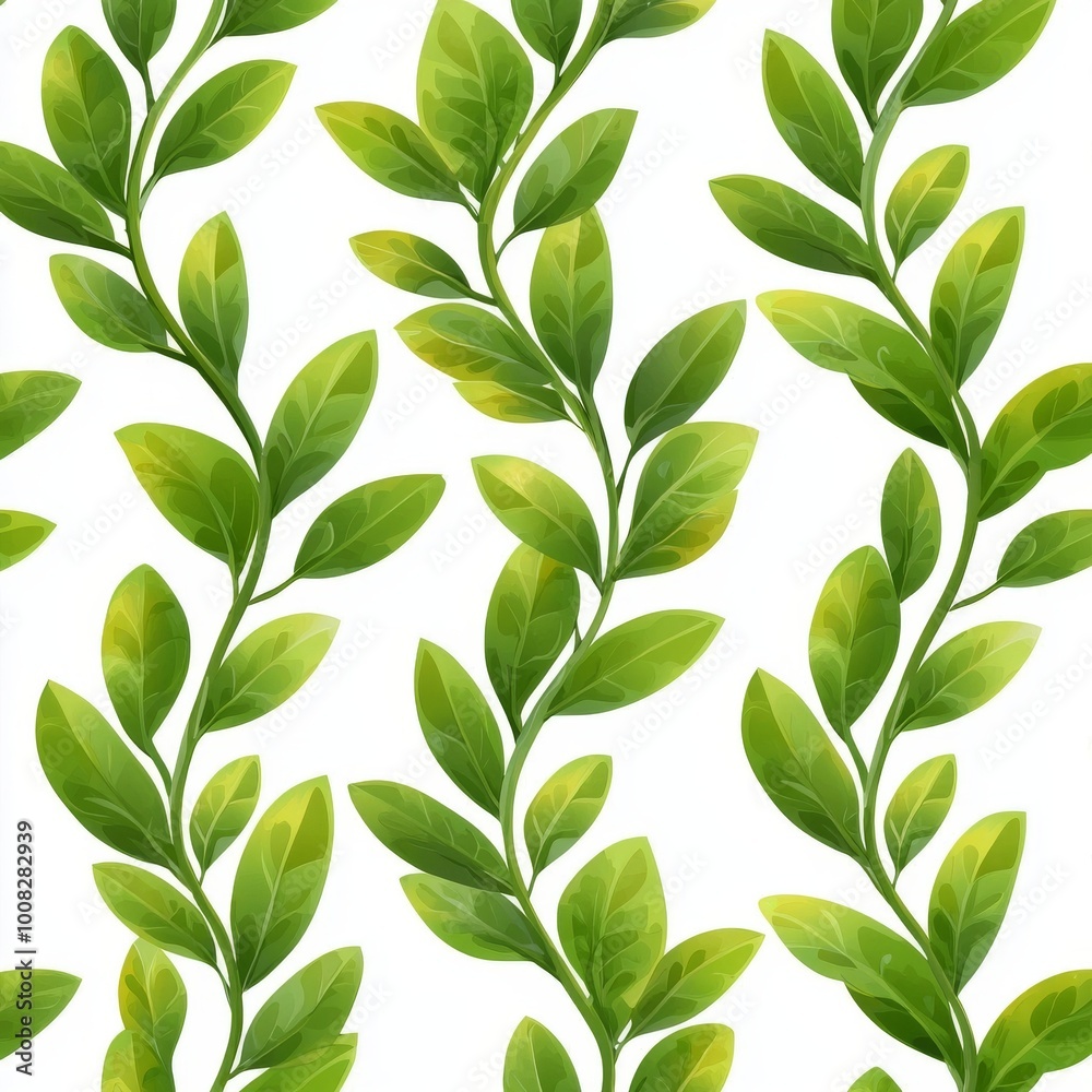 Pattern of green plant stems and leaves with a clean minimalist design style for backgrounds and wallpaper Pattern of green plant stems and leaves with a clean minimalist design style for backgrounds and wallpaper