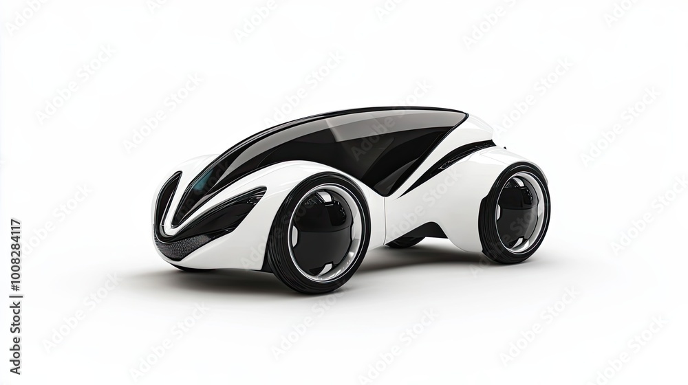 Futuristic White Concept Car with Black Accents Futuristic White Concept Car with Black Accents