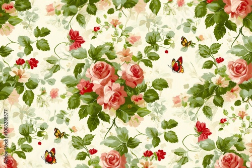 A floral pattern tapestry created with Stock technology. An antique botanical wallpaper pattern.