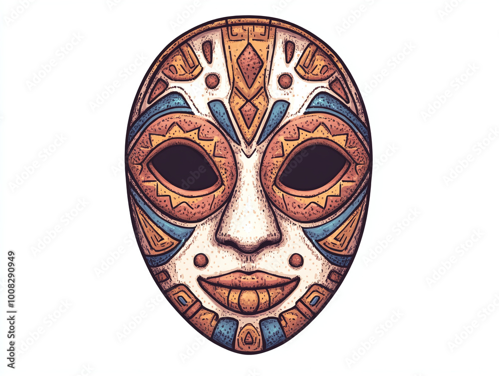 Colorful Tribal Mask Illustration: A Celebration of Culture - Pixel Art Colorful Tribal Mask Illustration: A Celebration of Culture - Pixel Art