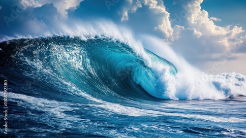 Crashing Ocean Wave During a Storm, Powerful Nature Scene