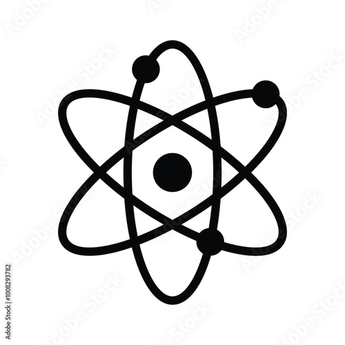 Icon showing an atom, with electrons orbiting the nucleus, representing physics