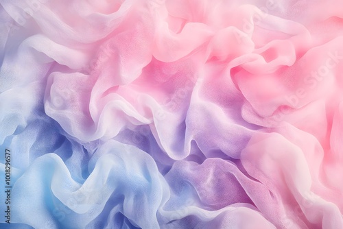 Soft, flowing fabric in pastel colors creates a dreamy texture.