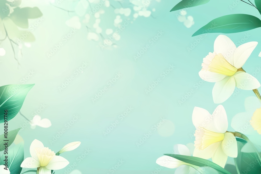 Springtime bloom butterflies on serene pastel background Springtime bloom butterflies on serene pastel background