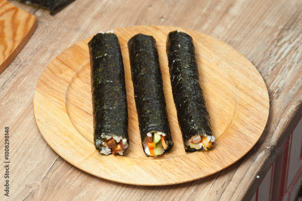 Step by step. How to cook vegetarian home sushi. Step 10 from 12. Step by step. How to cook vegetarian home sushi. Step 10 from 12.