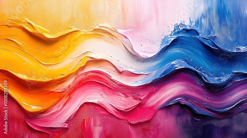 Vibrant Abstract Painting with Layers of Swirls and Colors Creating a Dynamic Visual Experience