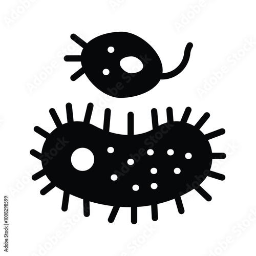 Microscopic bacteria and virus representing pathogens in microbiology