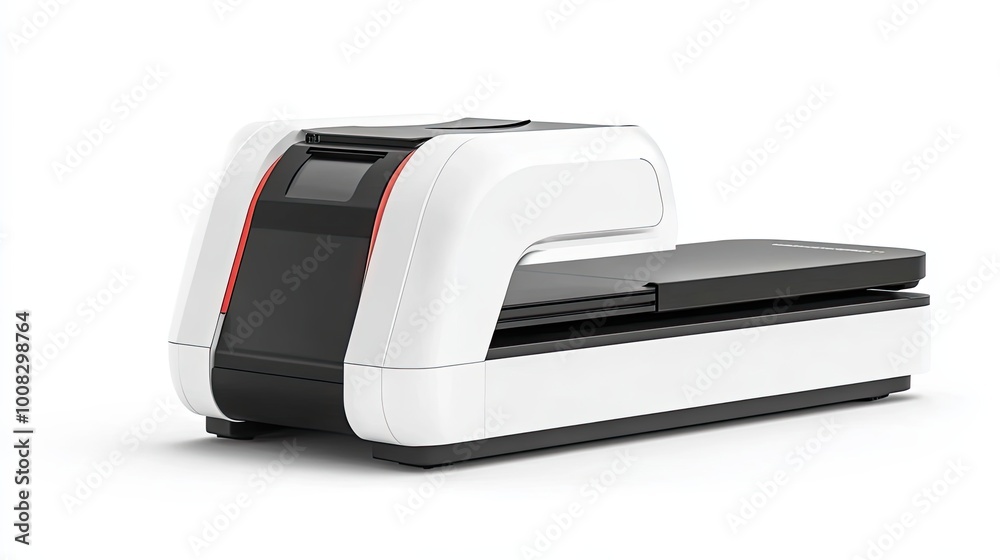 White and Black Modern Scanner with Red Accent White and Black Modern Scanner with Red Accent