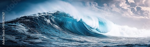 Crashing Ocean Wave During a Storm, Powerful Nature Scene