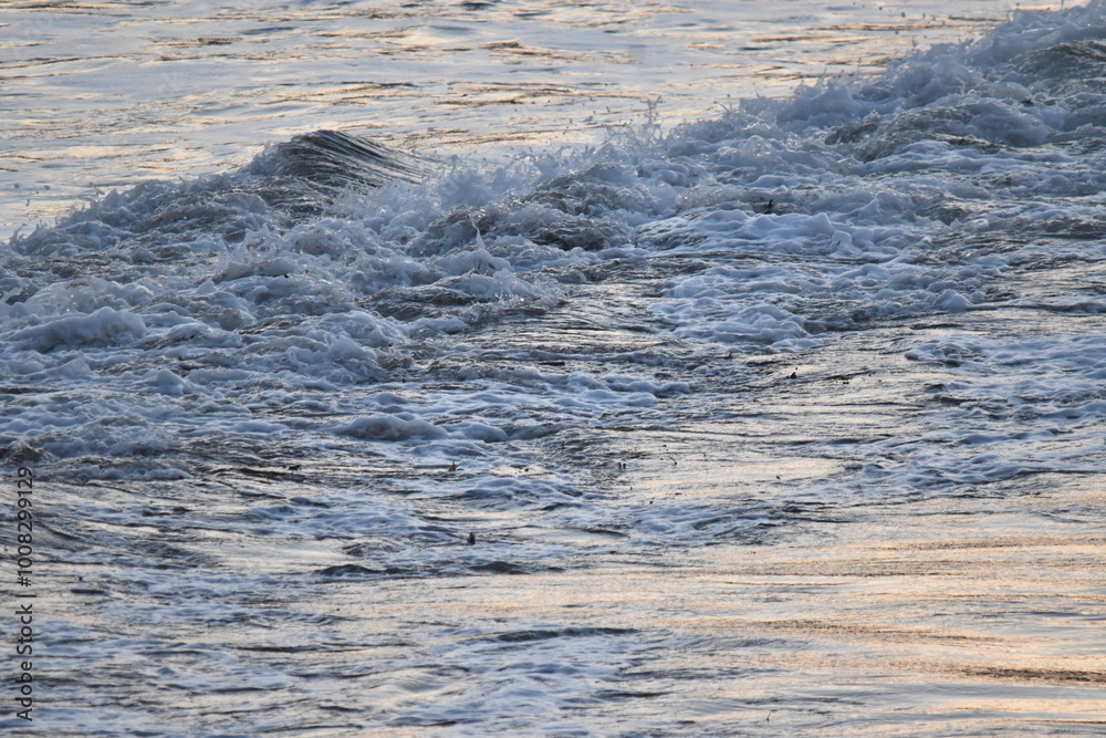 Sea waves at sunset, North Sea Sea waves at sunset, North Sea