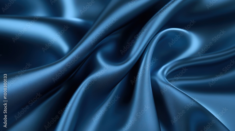 Obraz premium Luxurious blue satin fabric texture with elegant drapes