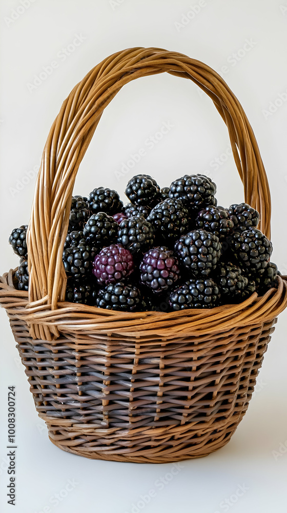 Photo, Fresh Blackberries in a Basket Photo, Fresh Blackberries in a Basket