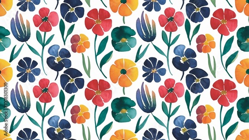 Wallpaper Mural Vibrant Watercolor Flower Pattern for Elegant Design Projects Torontodigital.ca