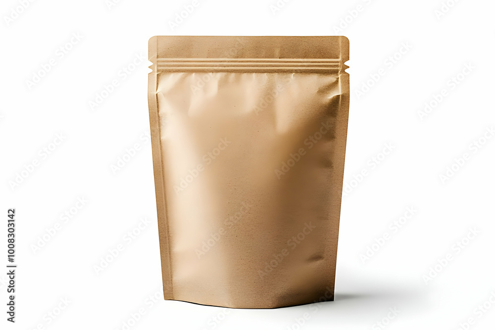 Realistic Blank Kraft Paper Pouch Packaging Mockup