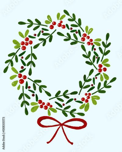 mistletoe wreath with bow for christmas decoration