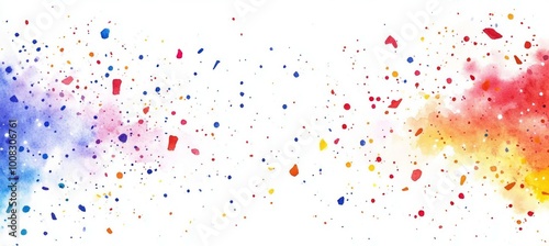 Abstract colorful confetti paint brush on white background. Generative AI technology. 