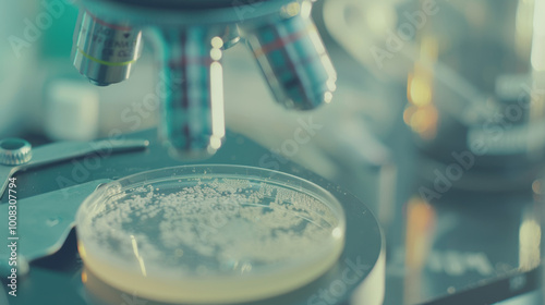 Close-up of petri dish with diverse strains of gut bacteria, highlighting the significance of gut health and microbiome diversity.