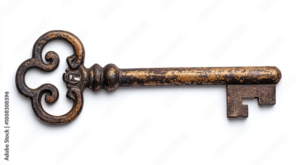 An Ornate, Aged, and Rusty Skeleton Key An Ornate, Aged, and Rusty Skeleton Key
