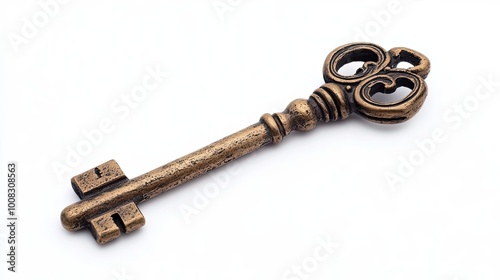 An Ornate Brass Key with an Intricate Design