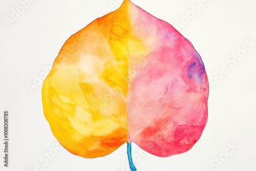 Autumn inspiration watercolor leaf in vibrant hues