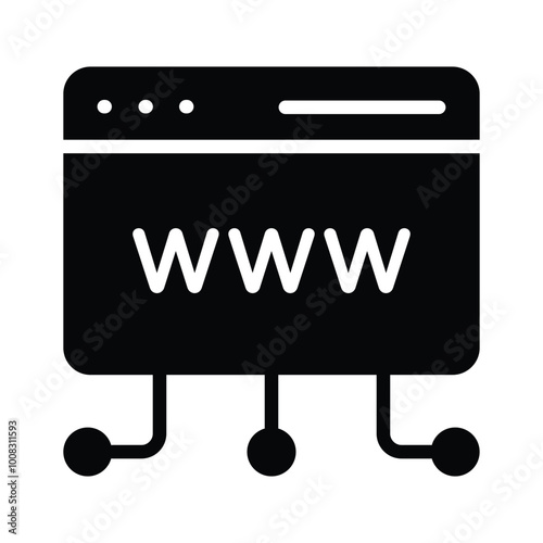 Trendy icon of web address, world wide web