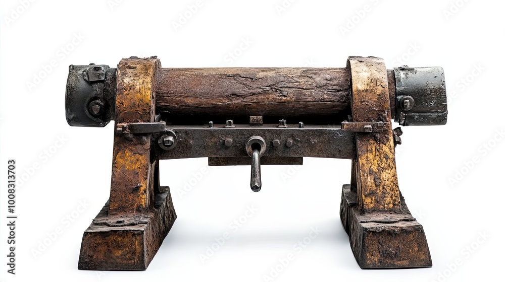 Antique Wooden and Metal Rolling Mill with a Lever Antique Wooden and Metal Rolling Mill with a Lever