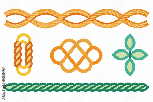 Braided Borders Knitted Ornaments & Decorative Ropes vector	