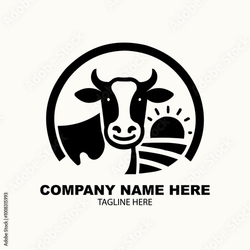 Flat design cow logo design