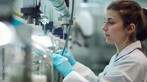 Scientist conducting research in modern laboratory with advanced technology and equipment for innovative experiments and scientific discovery, 4k footage
