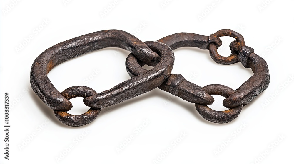 Obraz premium Rusty Iron Shackles Linked Together