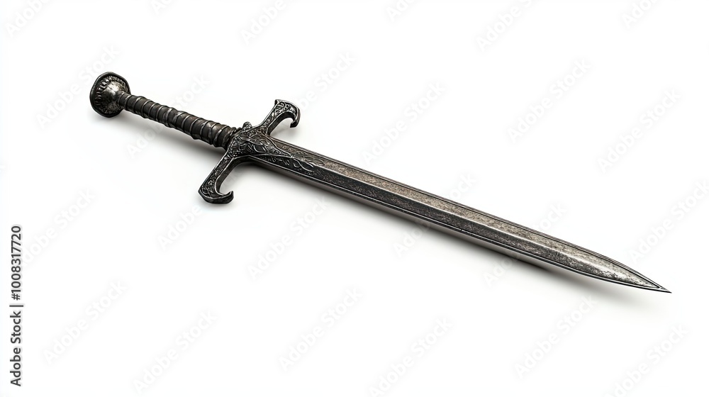 Ornate Medieval Dagger with Metal Hilt and Blade Ornate Medieval Dagger with Metal Hilt and Blade