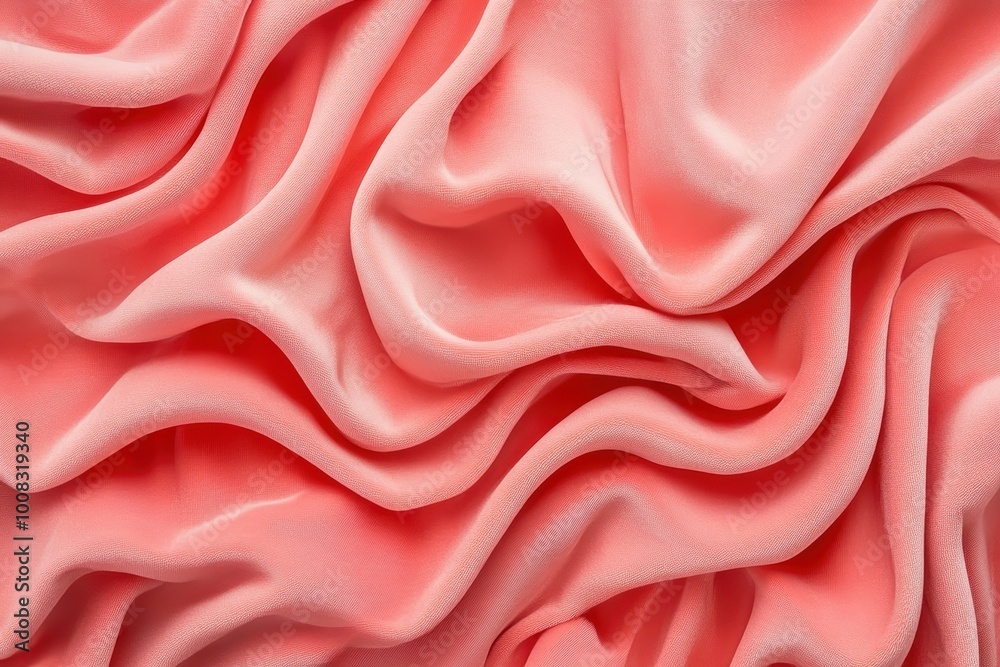 Soft coral fabric texture with delicate folds waves Soft coral fabric texture with delicate folds waves