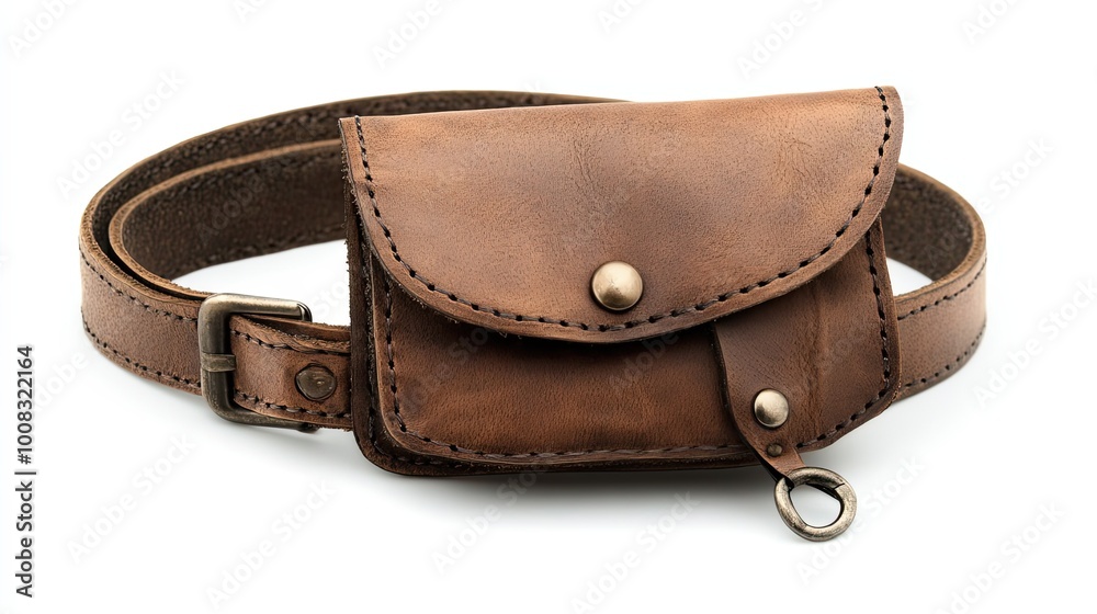 Brown Leather Belt with Attached Coin Purse Brown Leather Belt with Attached Coin Purse