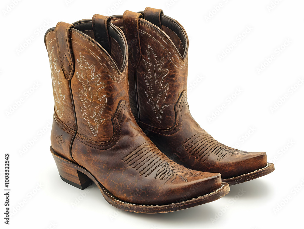 Pair of Brown Leather Cowboy Boots Photo Pair of Brown Leather Cowboy Boots Photo