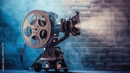 Vintage Film Projector in a Cinematic Setting