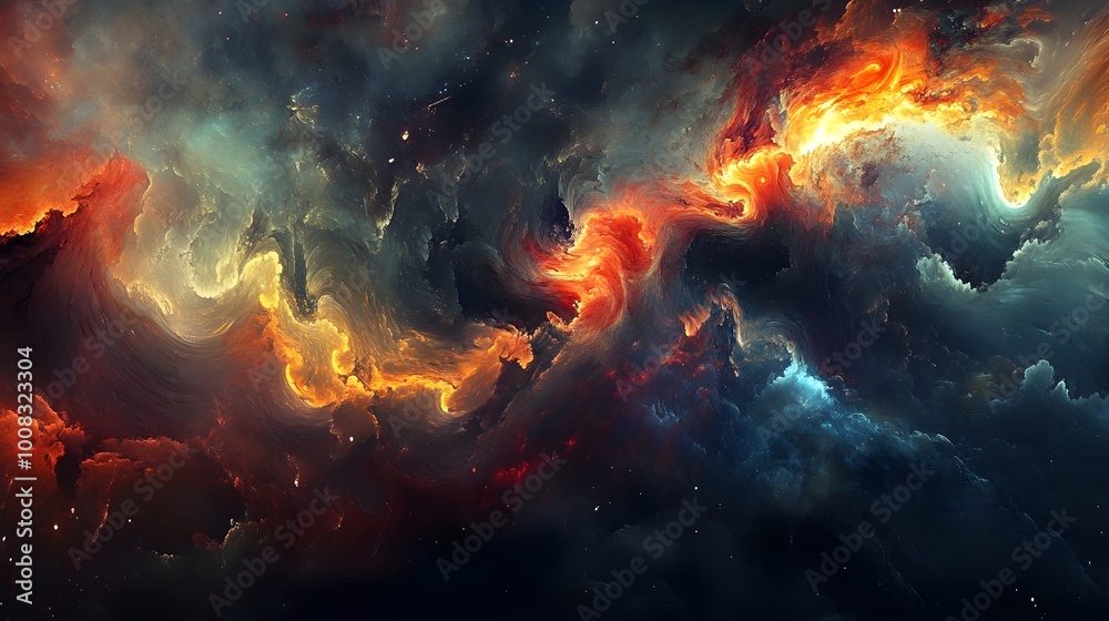 A vibrant cosmic nebula with swirling colors and textures. A vibrant cosmic nebula with swirling colors and textures.