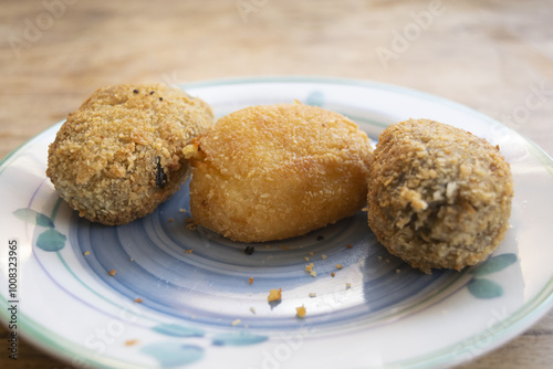 eggplant meatballs and potato croquettes