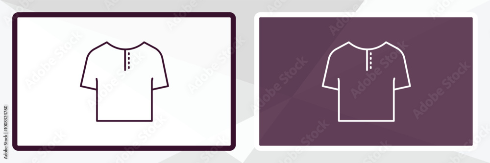 henley shirt outline icon. Linear vector from clothes concept. Thin line white and black henley shirt icon isolated on white and dark background henley shirt outline icon. Linear vector from clothes concept. Thin line white and black henley shirt icon isolated on white and dark background