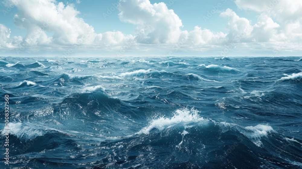 Fototapeta premium Serene Ocean Waves Under Bright Sky