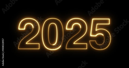 Happy new year 2025 golden animated background greetings happy new year 2025 text 4k looping