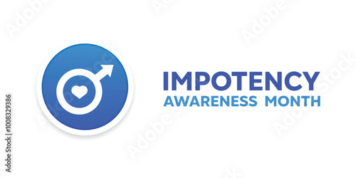 National Impotency Awareness Month. Men icon and heart. Great for cards, banners, posters, social media and more. White background.